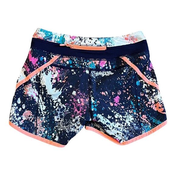 Ivivva Girls Lululemon Paint Splatter Stretchy Dance Bike Gymnastic Shorts Sz 10 - Picture 3 of 6